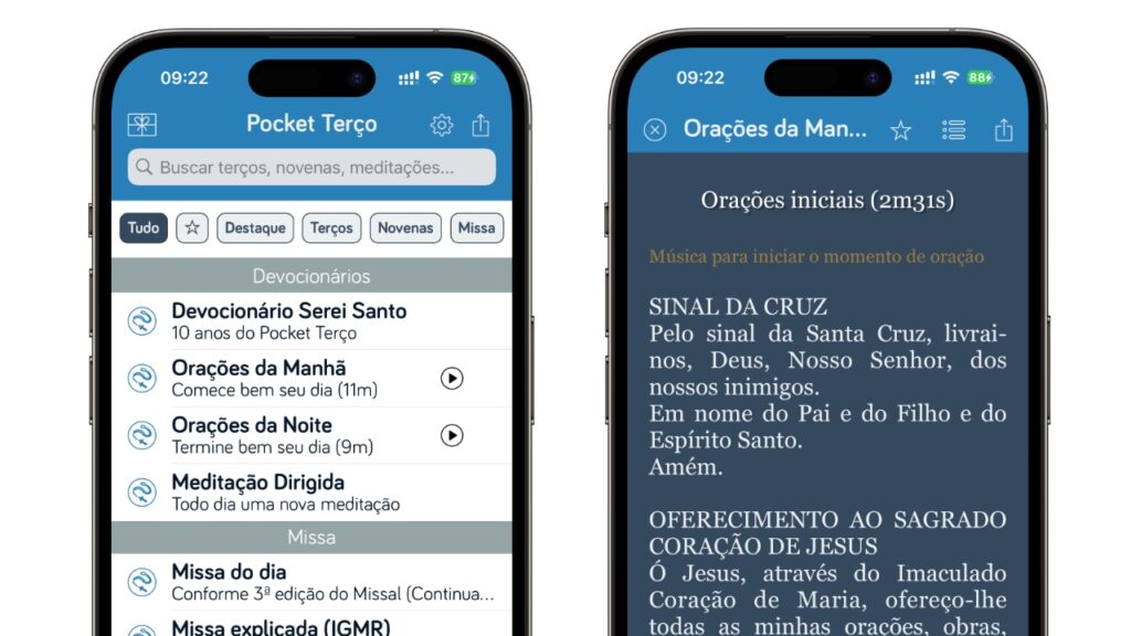 Faça sua oração da manhã com o Pocket Terço.